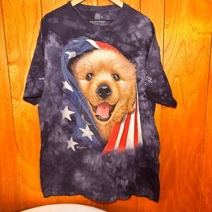 THE MOUNTAIN Dog Retriever American Flag July 4th T Shirt Size 2XL Bristol RI